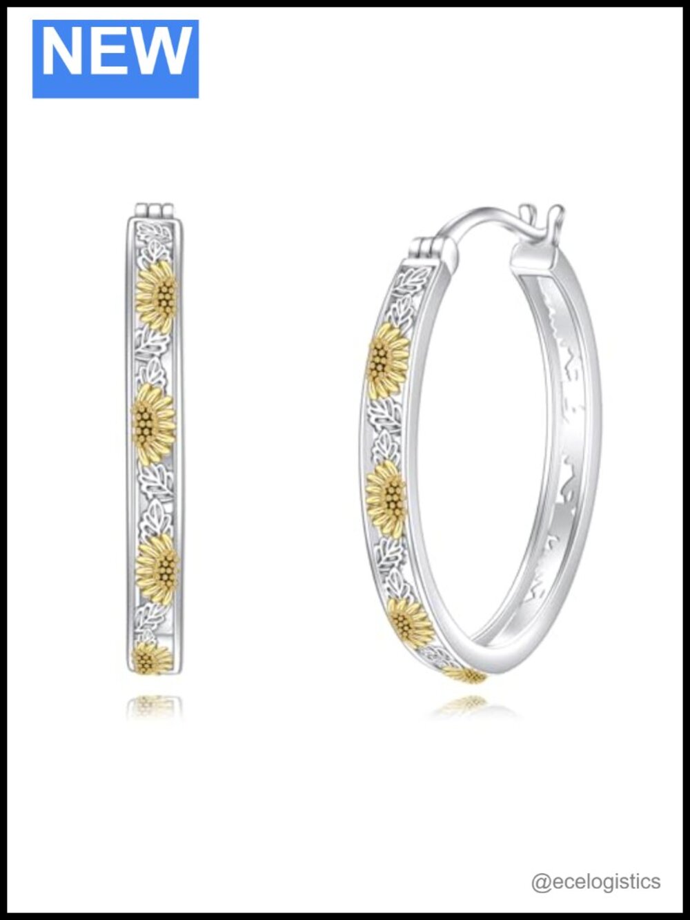 Sunflower Hoop Earrings Small Huggie 25MM Hypoallergenic Gift for Women
